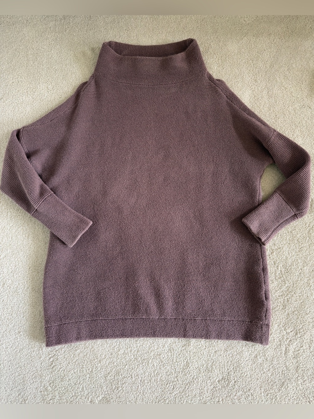 Free People Oversized Turtleneck, Cowl Sweater, purple mauve , XS, extra small